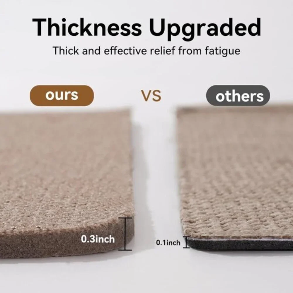 Anti-Fatigue Kitchen Mat, Soft Non-Slip Absorbent Washable Rug for Home - Brown